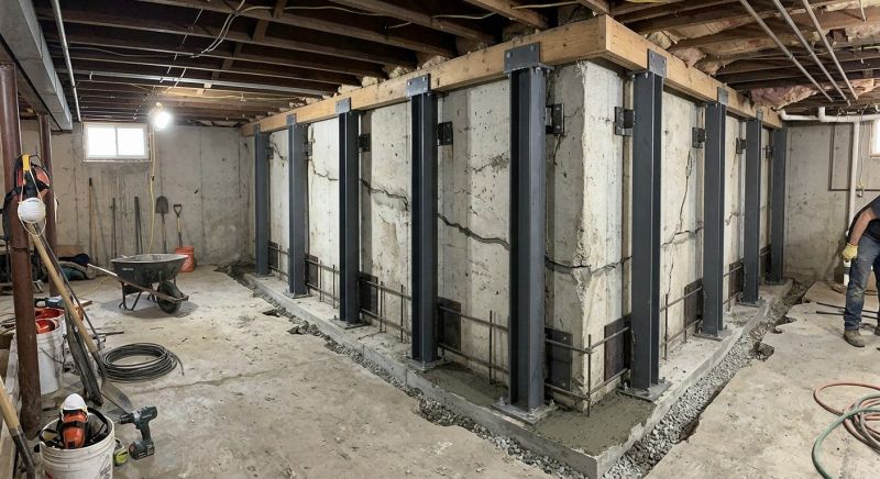 Basement Stabilization in Black Mountain, NC