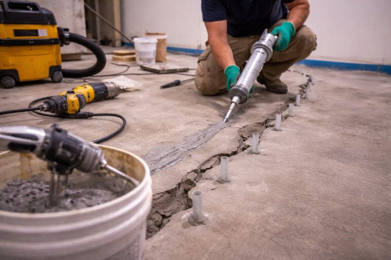 Cracked Basement Floor Repair in Black Mountain, NC